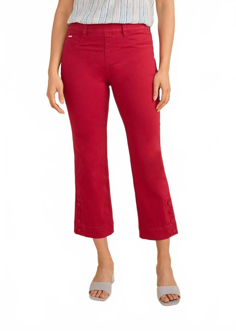NEW FDJ pull-on boot crop denim pants in lava red